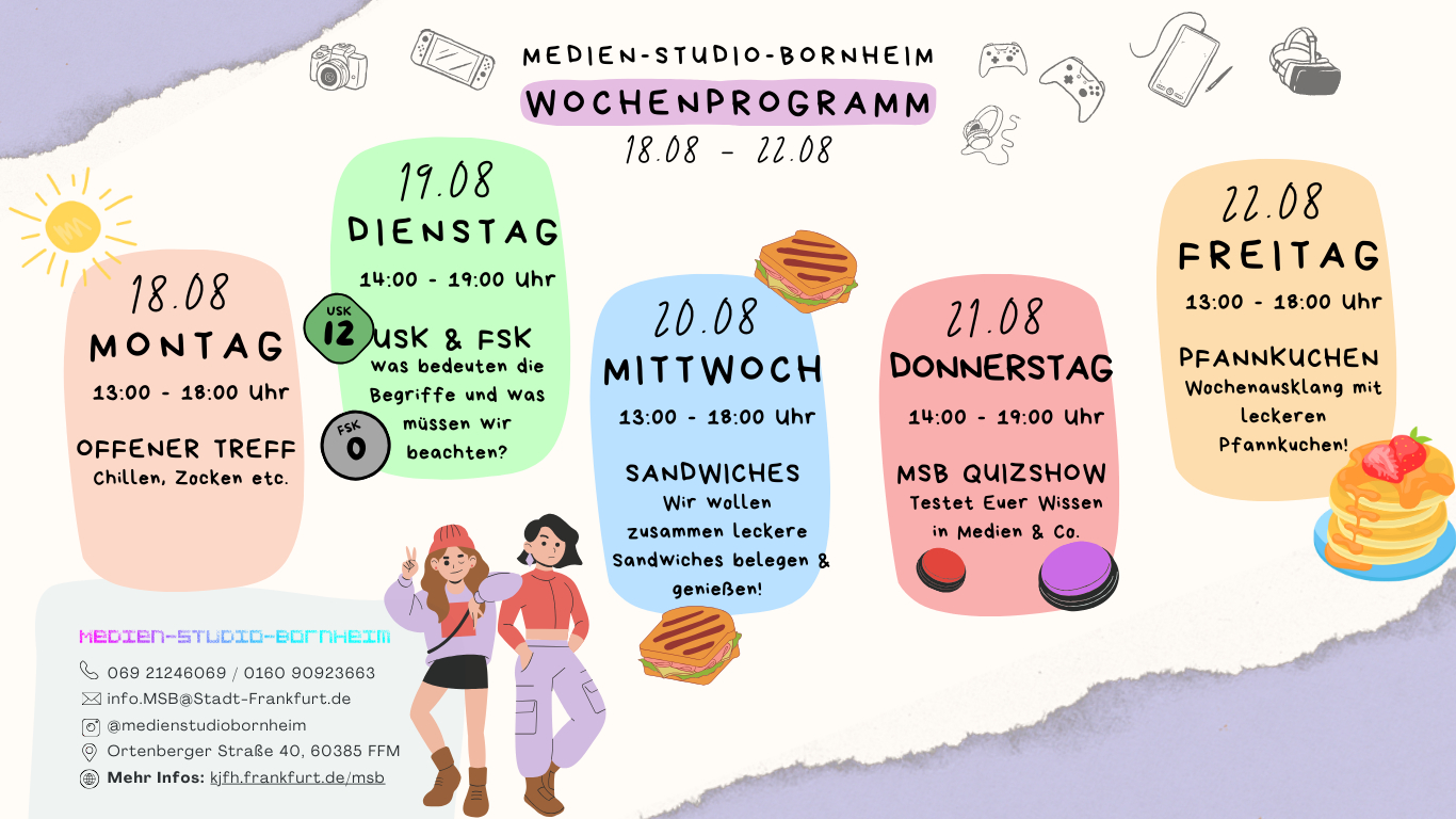 Wochenübersicht Programm Medien-Studio-Bornheim