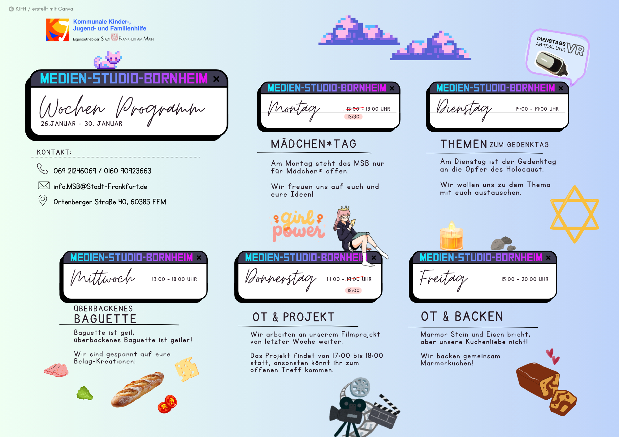 Im Bild wird das Wochenprogramm gezeigt, welches auch im Text vorgestellt wird.