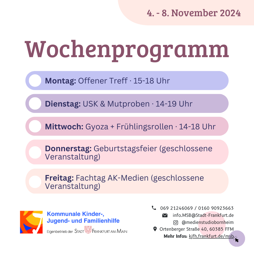 Wochenprogramm 4.-8.2024