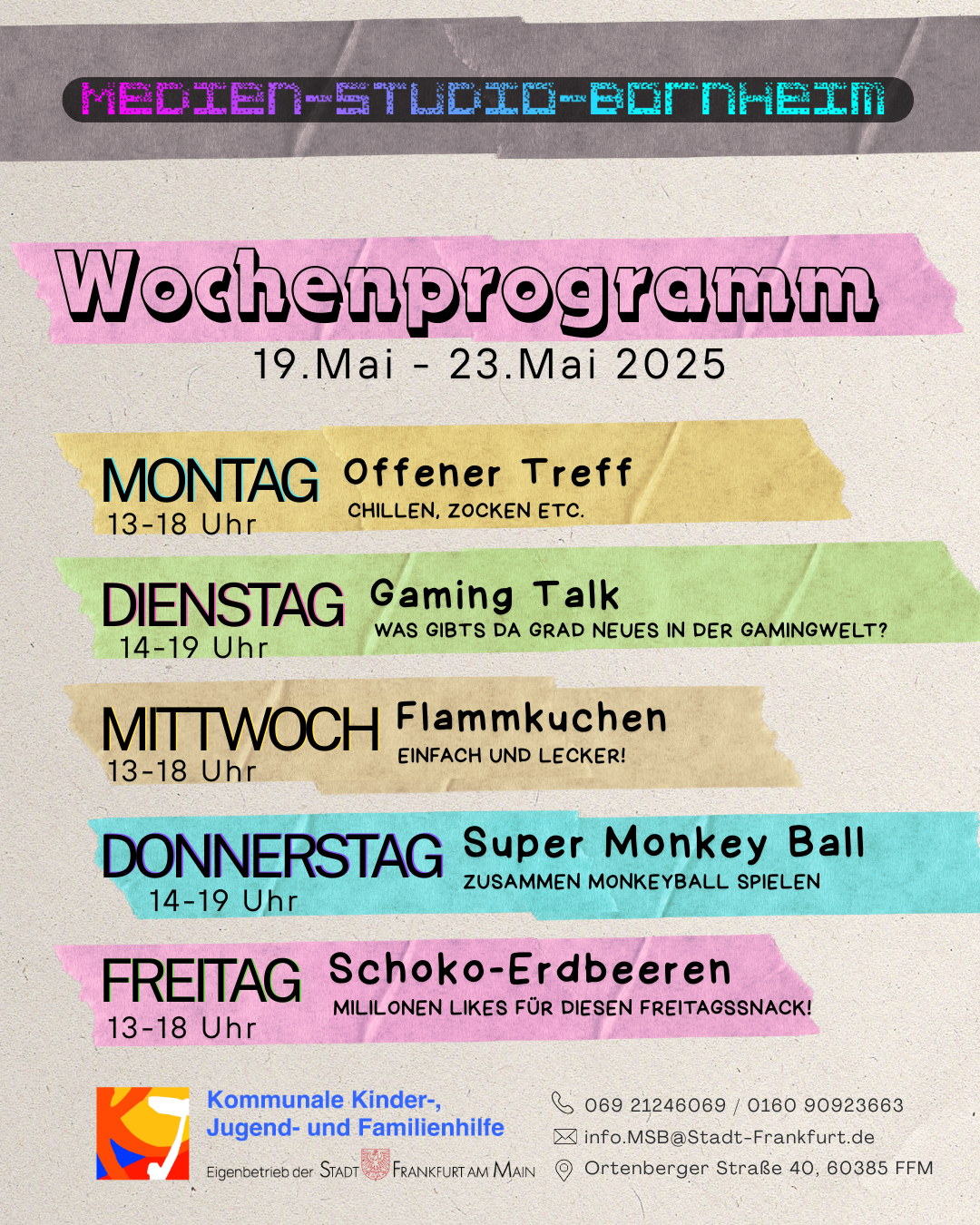 Wochenübersicht Programm Medien-Studio-Bornheim