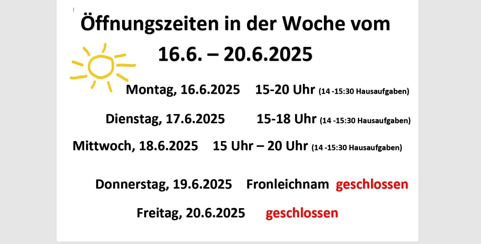 Öffnungszeiten
